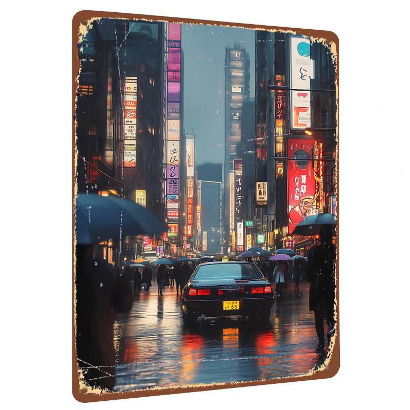 

Custom City Street View Metal Wall Art Modern Home Decor Creative Iron Painting Living RoomDecoration 20x30cm（7.8x11.8inch）