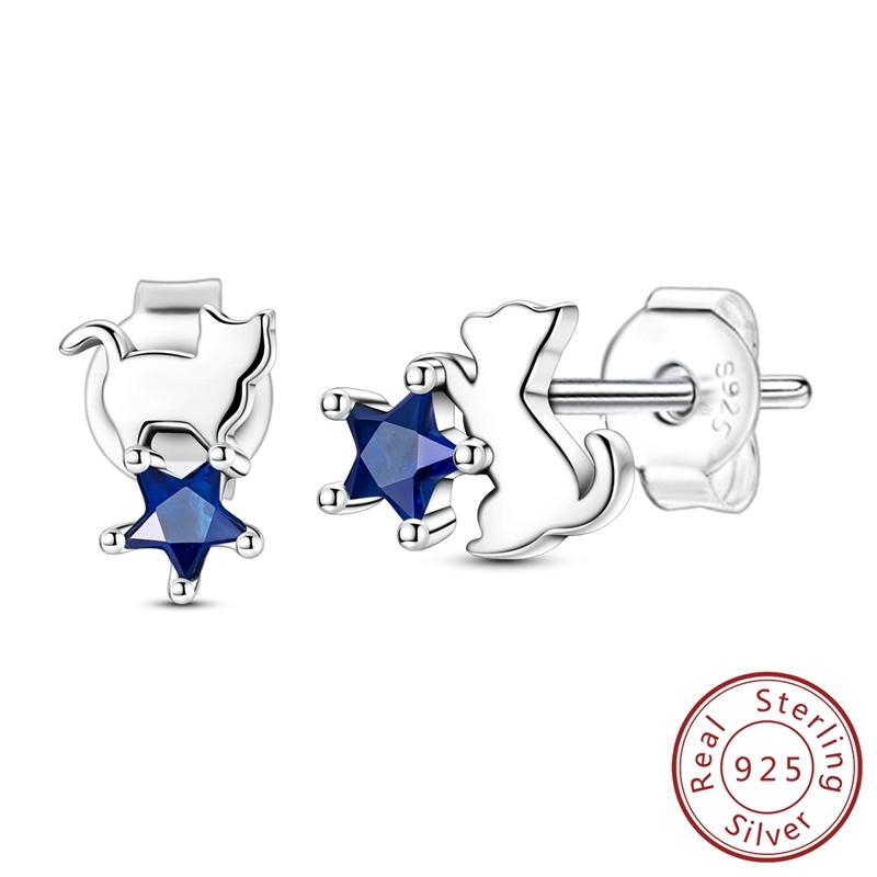 Earrings 925 Silver Shining Snowflake Mini Butterfly Ear Studs For Women Fine Birthday Party Jewelry Gifts