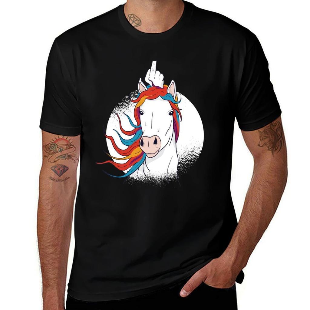 Unicorn Middle Finger Magical Horn TShirt Street Art Print Tee Shirt