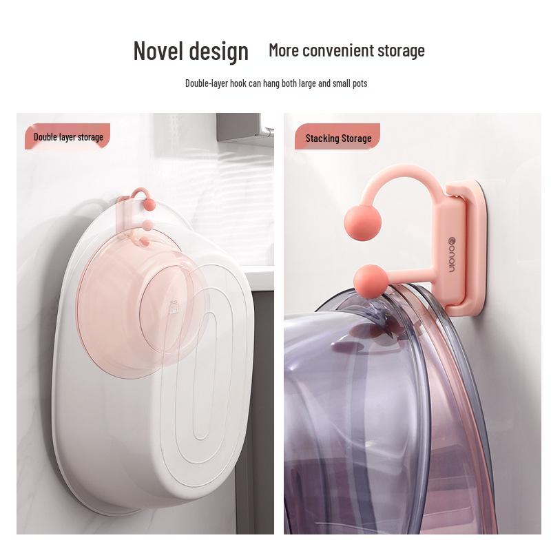 Punch-Free Rotating Bathroom Sink Storage Rack with Strong Adhesive Hooks