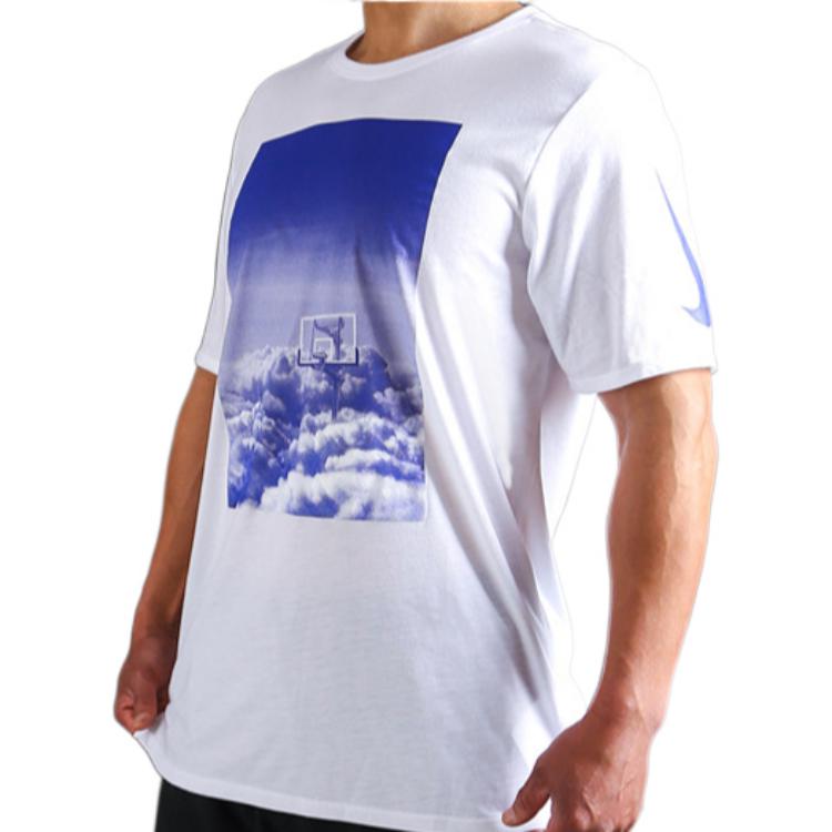 Nike Landscape Print Crew Neck T-Shirt Men Tops White 844505-101