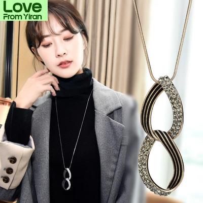 Fashion Geometric Oval Hanging Long Necklace Pendants For Women Jewelry Sweater Chains
