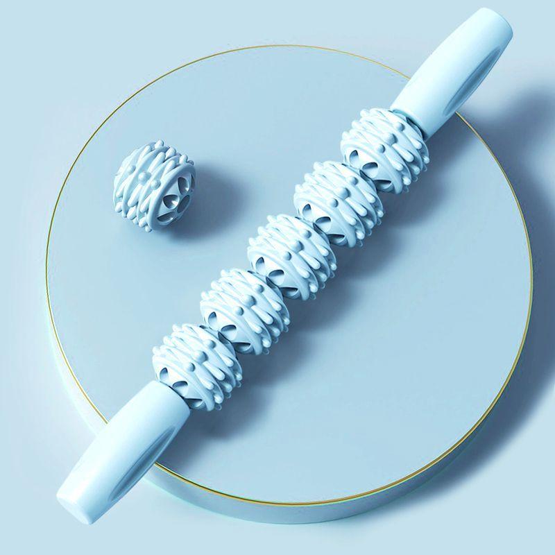 

Масажний ролик для глибоких тканин, багатоколісний інструмент для зняття м язової напруги для спини, шиї, ніг, портативна фітнес-паличка для відновлення, домашній тренажерний зал, масажер з текстурованою поверхнею 5 wheels синій