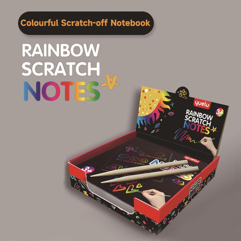 1 Set Rainbow Scratch Paper Mini Dazzling Laser Scratch Notes Cards  Cartoon Scratch Art Painting Card Kids DIY Drawing Toys