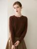 Women's Versatile 100% Cashmere Sweater – Round Neck, Loose Knit Base Layer for Autumn/Winter