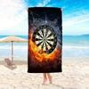 1pc Dartboard Flame Beach Towel - Quick-Dry Large Bath & Pool Towel with Fire Design, Lightweight Microfiber for Adults, Parties