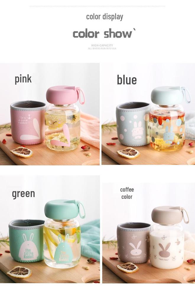 Heat-Resistant Borosilicate Glass Cup for Women - Cute, Portable, Transparent, Small Tea Brewing Cup