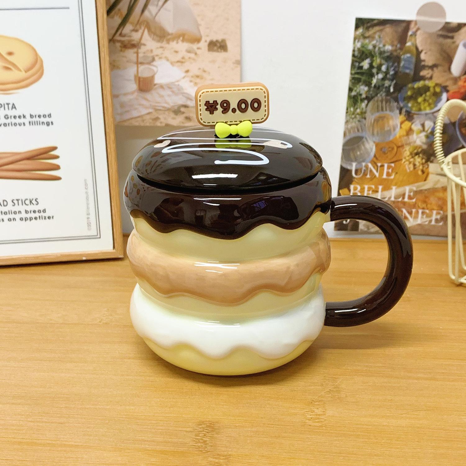 

Чашка для гамбургера с крышкой и ложкой, чашка для воды для девушек, кружка, большая емкость, чашка для кофе и завтрака для мужчин 401-500ml