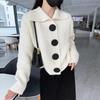 Korean Lazy Style Knit Cardigan for Women - Spring/Autumn 2025 Long Sleeve Loose Fashion with Big Buttons