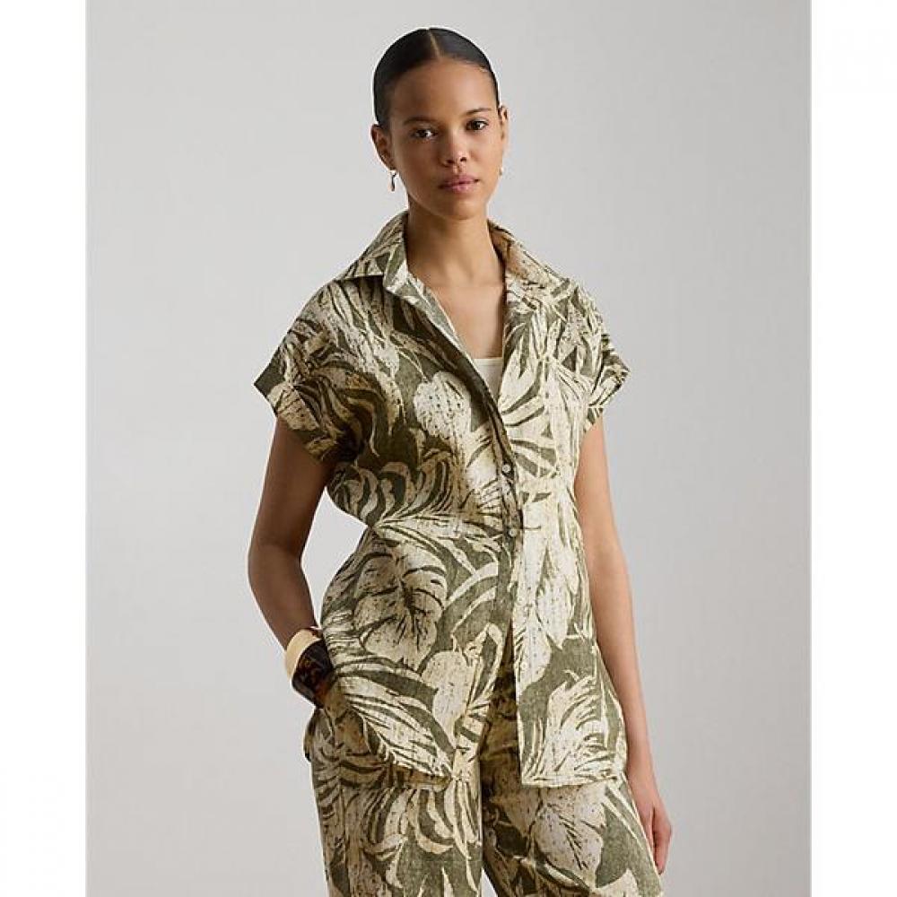 Lauren Ralph Lauren Relaxed Fit Print Short Sleeve Shirt Wmlrshtsn820152310 XS
