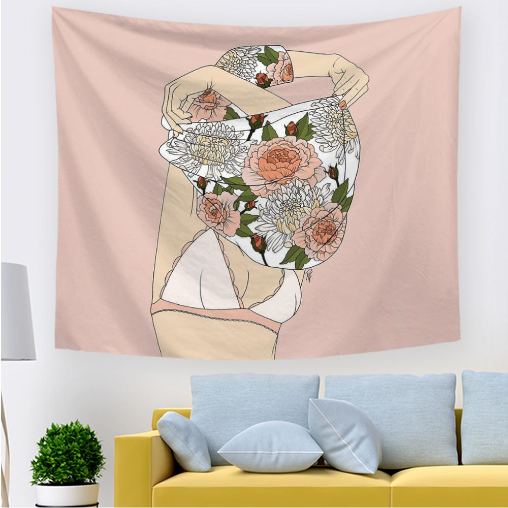 Home Decor Simple Ladies Tapestry With Flowers Cute Ladies Living Room Office Tapestry Tapestry tapiz
