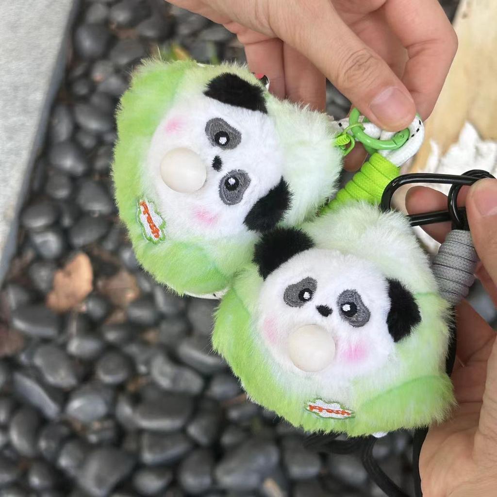 Creative New Style Blown Bubble Panda Pendant Plush Keychain Boutique Store Gilt Blind Box Packaging Decoration Small Gift
