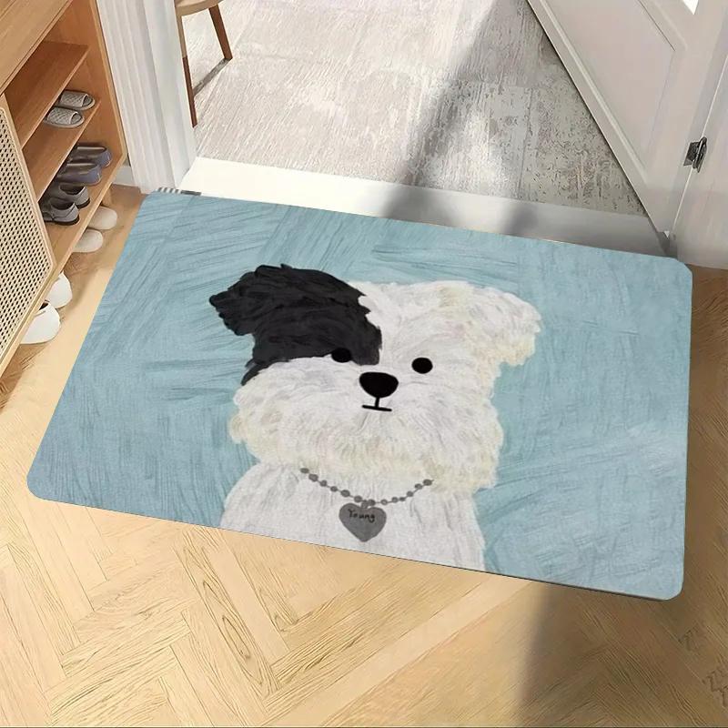 Cute Puppy Carpet AntiSlip Foot Rug Home Decoration Doormat Bedroom Living Room Entrance Door Mat Fashionable and Beautiful