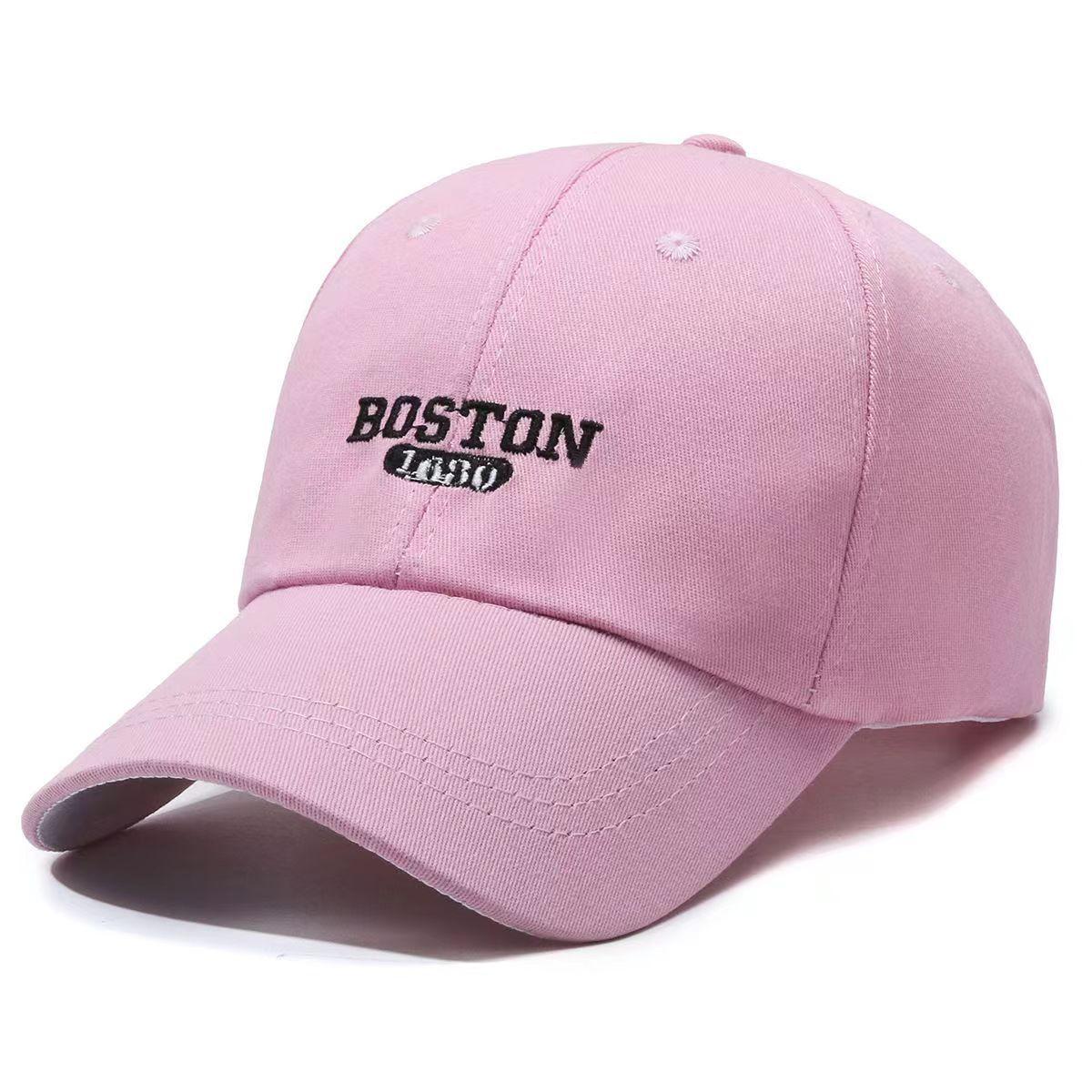 

1690 Boston Letter Embroidery Baseball Cap Sun Protection Breathable Gift Hat Pink