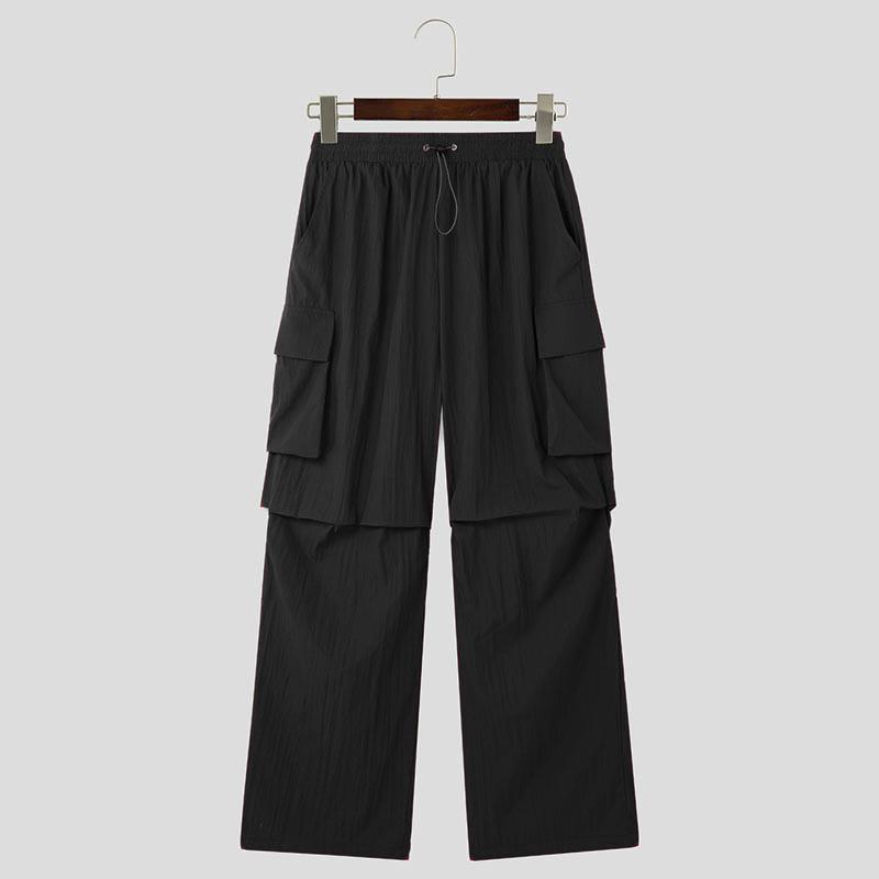 

INCERUN Мужские эластичные длинные брюки с высокой талией и завязками на шнурке Повседневные брюки-карго с карманами XL