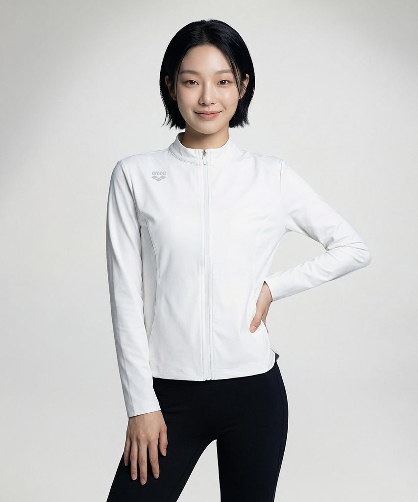 Alena Solar Lab Women'S Zip-Up Rash Guard A6Bl1Qr14Wht
