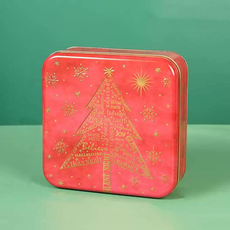 WTEMPO Square Printed Empty Metal Box Christmas Party Favors Christmas Gift Packaging Box Wedding Decorations