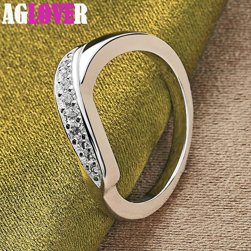 925 Sterling Silver Twisted AAA Zircon Ring Jewelry