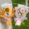 Hand Knitted Puff Flowers Artificial Woven Bouquets Crocheted Roses Sunflowers Valentine's Day Gifts Wedding Favors Home Decor