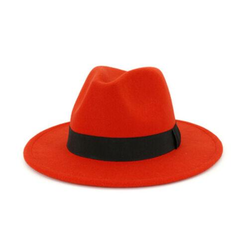 Women Winter Yellow Classic Elastic Fedora Hat Unisex Felt Jazz Hats Elegant Men Women Wide Brim Panama Trilby Cap
