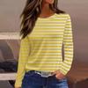 Vår og høst Langermet Gradient Stripe Trykte T-skjorter Kvinner Basic Casual Topper Kvinnelig Løs Rund Hals Tees Klær