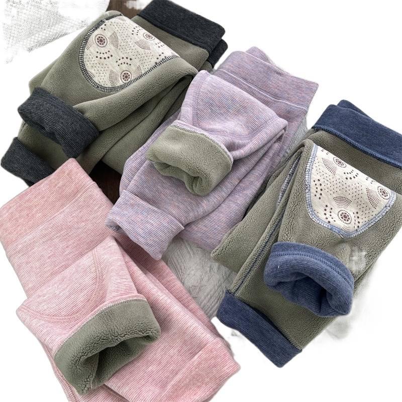 Kids' Double-Layer Fleece Lined Winter Pants - Warm Cotton School Uniform Leggings for Boys and Girls