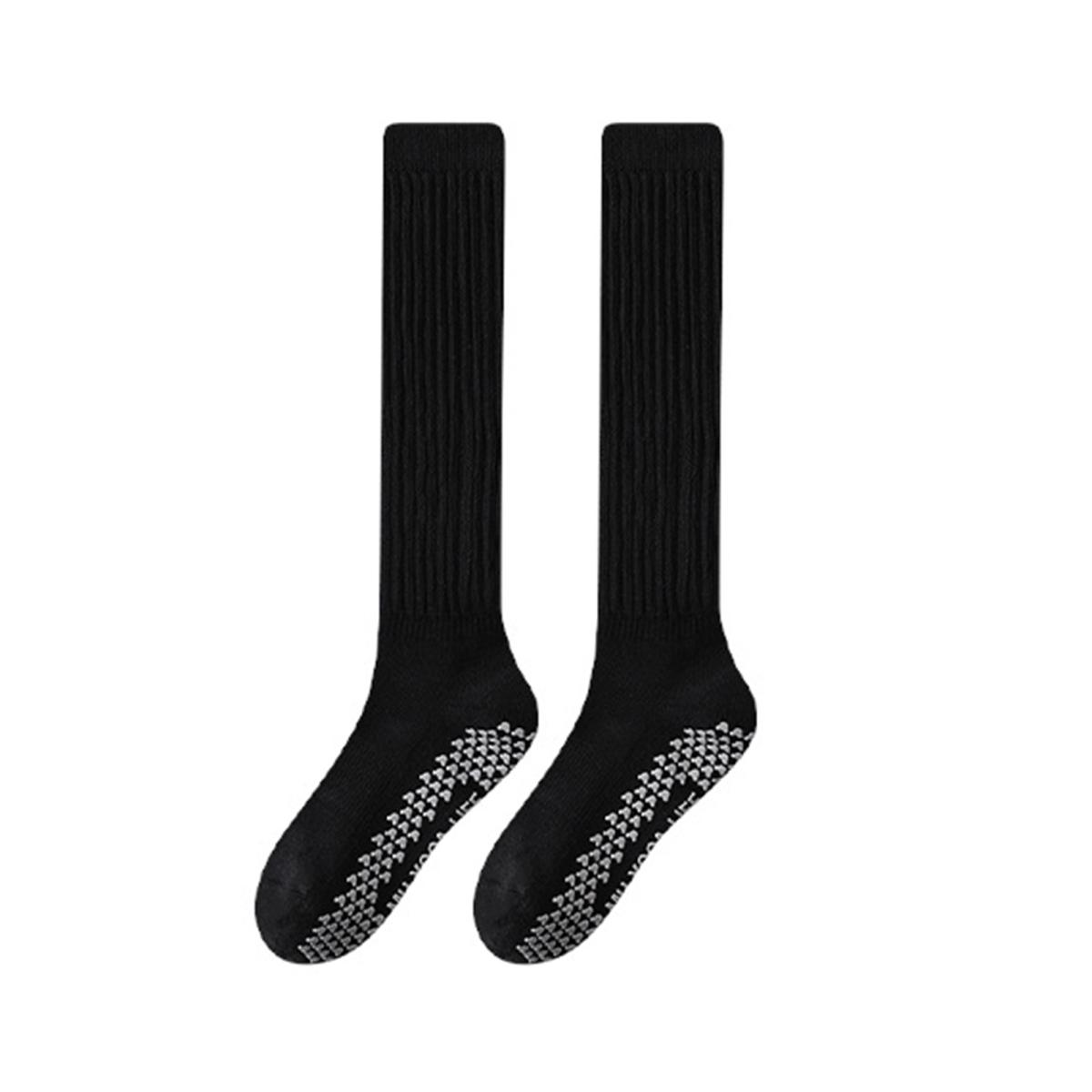 

1 пара женских зимних носков для йоги, компрессионные носки для йоги с силиконовой подошвой, длинные, высокоэластичные, нескользящие, теплые чулки чёрный