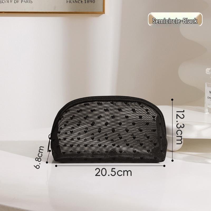 Love Heart Mesh Makeup Bag - Large Portable Cosmetic Travel Organizer