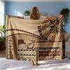 1pc Vintage Samoan Pattern Flannel Throw Blanket - Soft, Warm, Cozy, Ideal for Sofa, Bed, Office, Camping - All-Season Gift with Intricate Geometric A