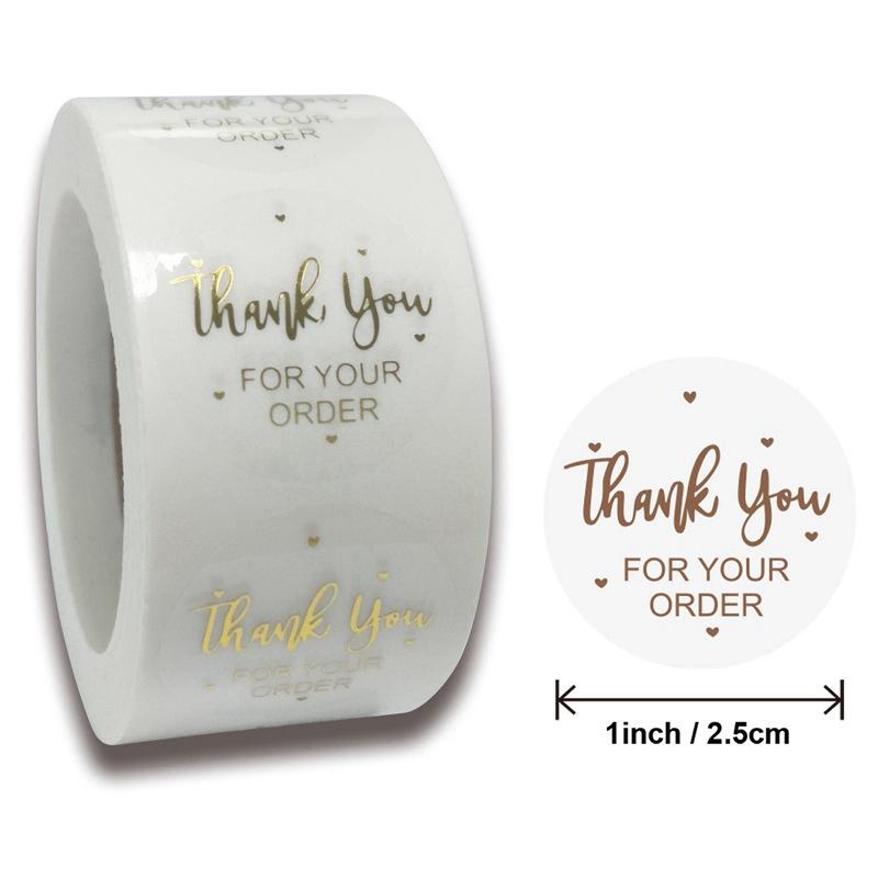 50-500pcs 1inch Clear Gold Foil Thank You Stickers for Envelope Sealing Label Stickers Pretty Things Inside for Gifts Package