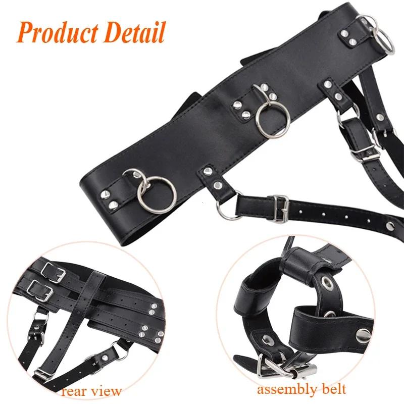 Leather AV Wand Vibrator Holder Harness Woman,Forced Orgasm Sex Suit Lingerie,Bondage Restraints,Chastity Belt,Adult Games
