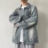 Vintage Washed Denim Jacket With Jacquard Distressed Holes Tie-Dye Unisex Streetwear