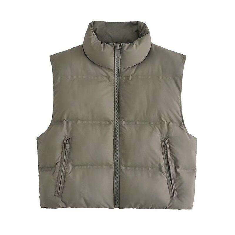 Fashion Style 2023 New Autumn and Winter Women's Sleeveless Slim Looking All-Matching Cotton-Padded Jacket Short Vest 3046214 505