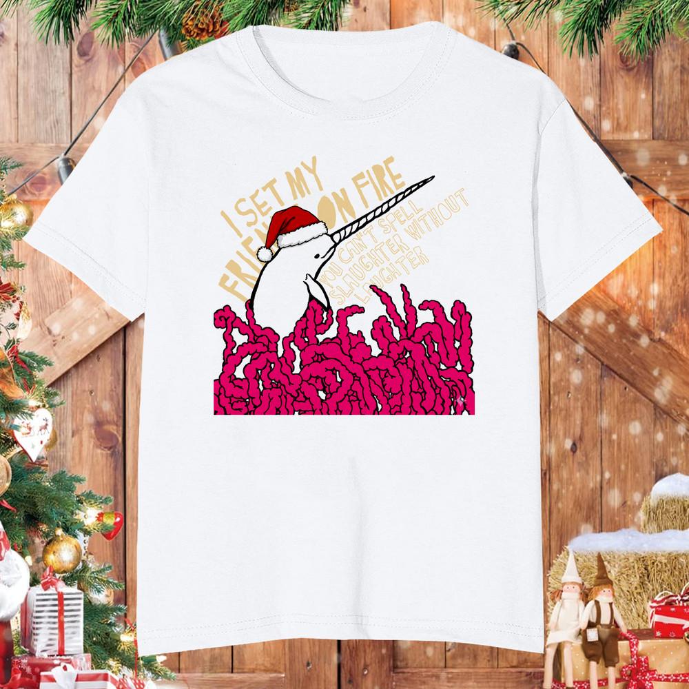 Merry Christmas I Set My Friends On Fire Band White All Size T Shirt AR1517 Unisex T-Shirt M