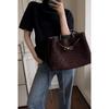 New women's bag frosted leather metal rope buckle leather woven niche simple large-capacity portable shoulder bag