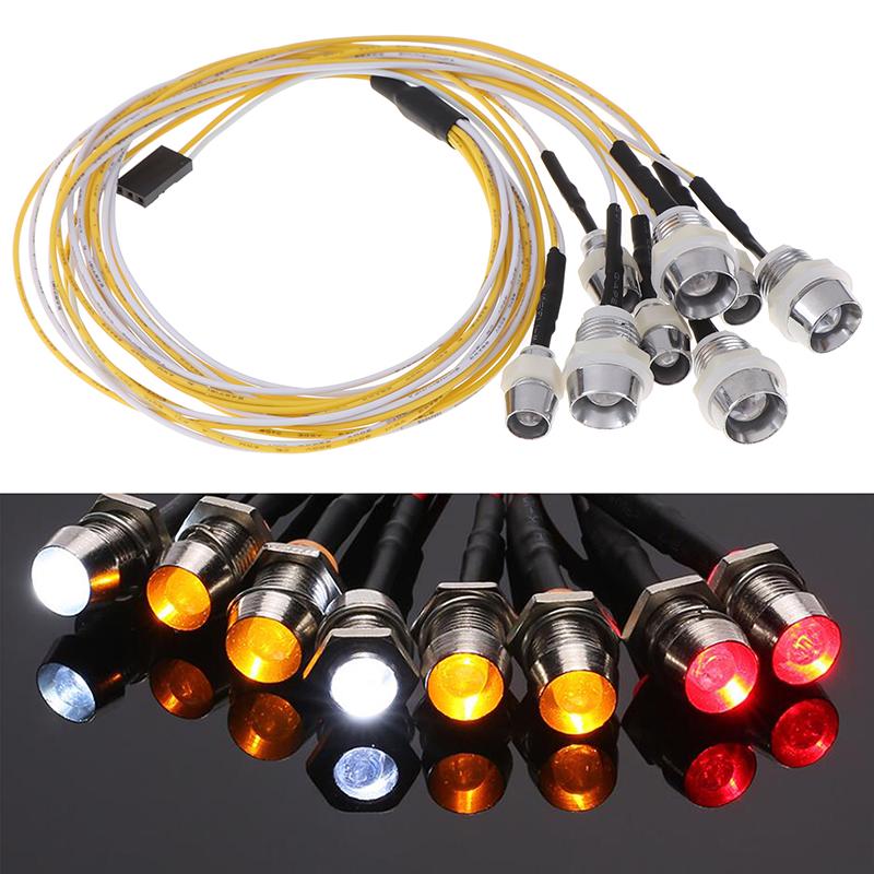 

8 Світлодіодів 2 Білих 2 Червоних 4 Жовтих Для 1/10 1/8 Rc Кроулера Tamiya Axial Scx10