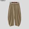 INCERUN Men Zipper Waist Casual Long Drop-crotch Pants Harem Trousers