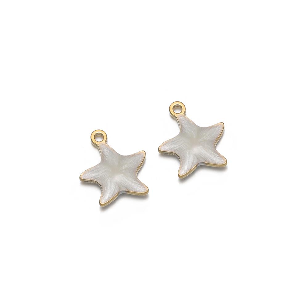 20pcs Stainless Steel Enamel Star Women Girls Cute Bracelet Decoration Summer Necklace Charms DIY Jewelry Accessories Making