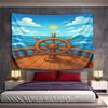 Ship Wheel and Ocean Waves Scene Pattern Wall Hanging Tapestry Decorative Tapestry Home Decor for Bedroom and Living Room