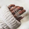 Vintage Engraved Arrow Hollow Wave Totem Ring 6-Piece Set