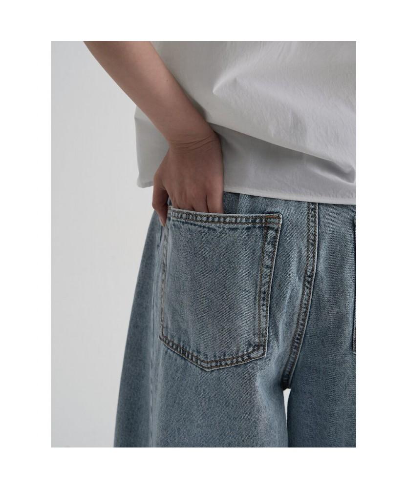 8SECONDS Half-Waist Balloon Fit Lightweight Denim Blue