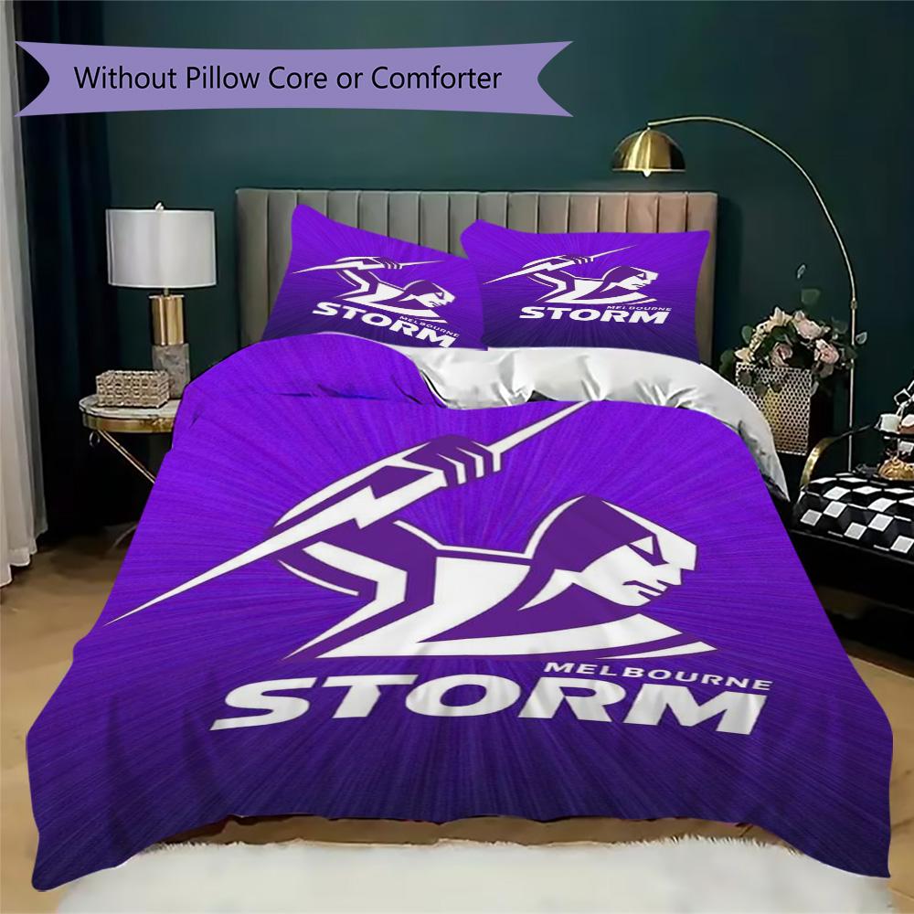 Melbourne Storm Print Pattern Bedding,Quilt Set Quilt Cover Pillowcase Home Birthday Gift (1*duvet Cover+2*pillowcase,without core)ZSJT0917325
