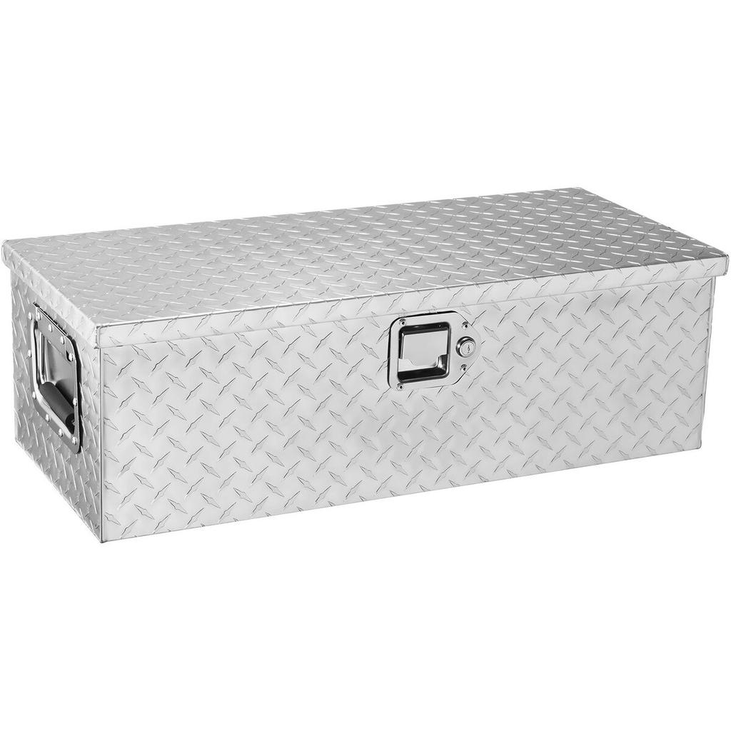 Heavy Duty Aluminum Truck Bed Tool Box, Diamond Plate Tool Box with Side Handle and Lock Keys, Storage Tool Box Chest Box Organizer for Pickup, Truck