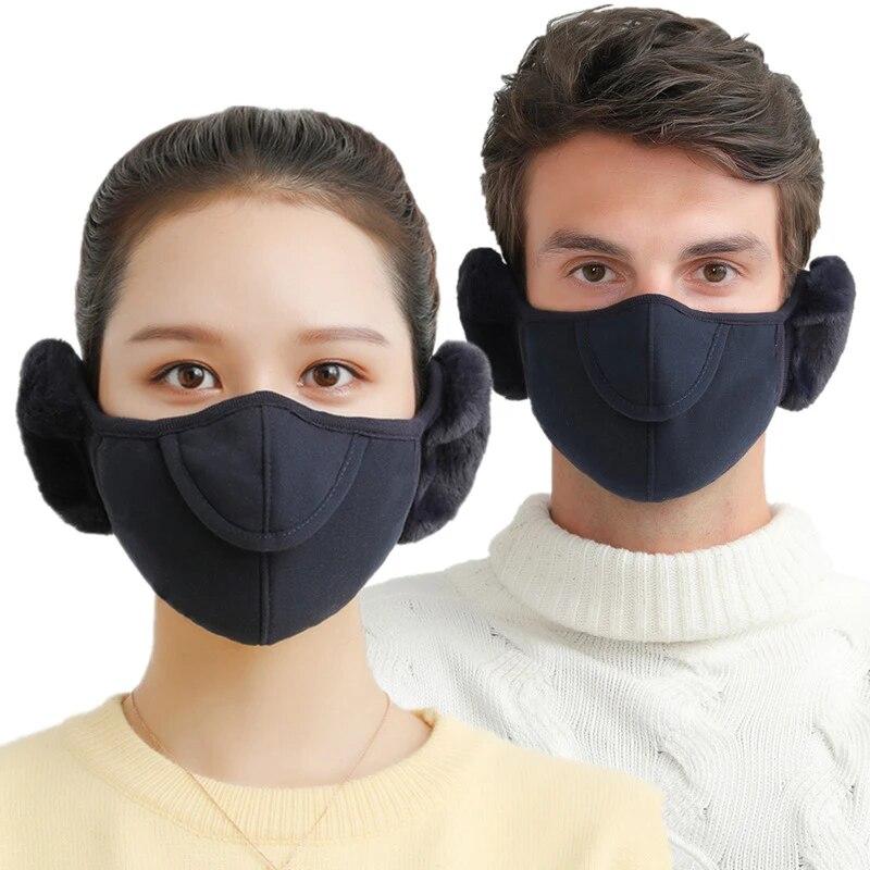 Winter Warm Mask Outdoor Windproof Skiing Cycling Face Mask Ear Protection Scarf Nose Open Breathable Face Cover Neck Warmer