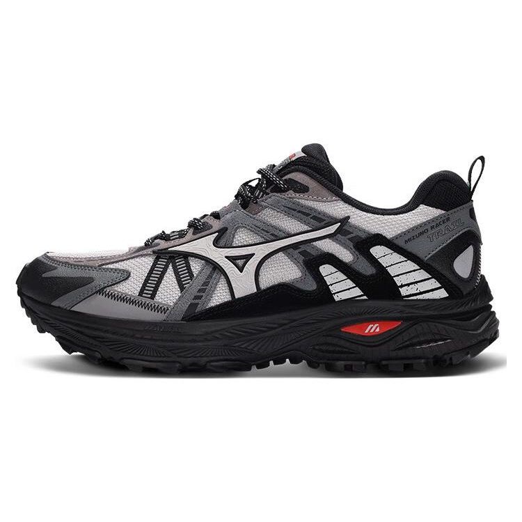 Mizuno Racer Trail Comfortable Fabric Shock Absorption Durable Low-Top Trail Running Shoes Unisex Sneakers Gray Black D1GH223804
