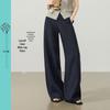 ESE-Y Women's Lyocell Linen Wide-Leg Trousers