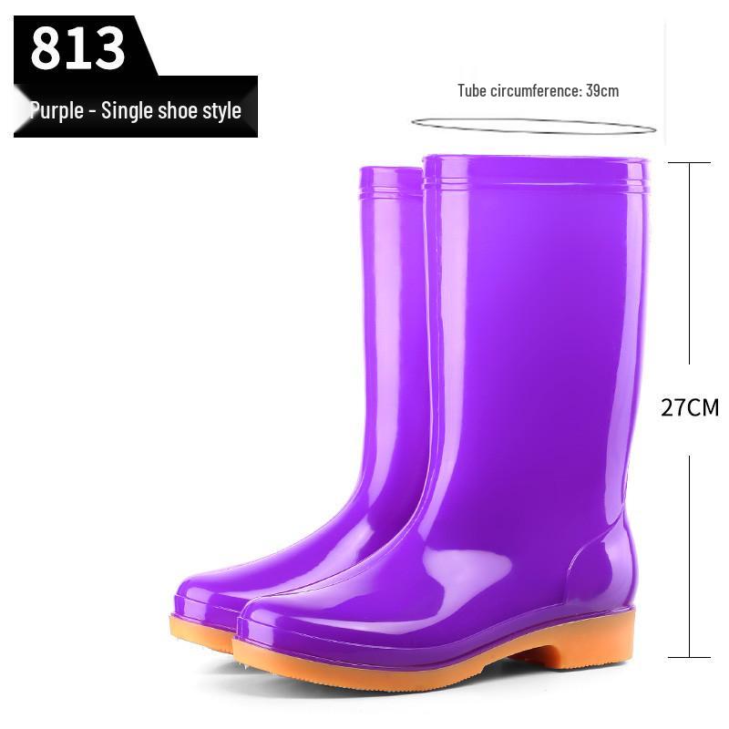 Simple Four Seasons Waterproof Women's High-Top Rain Boots and Shoes for Labor Protection and Cleaning