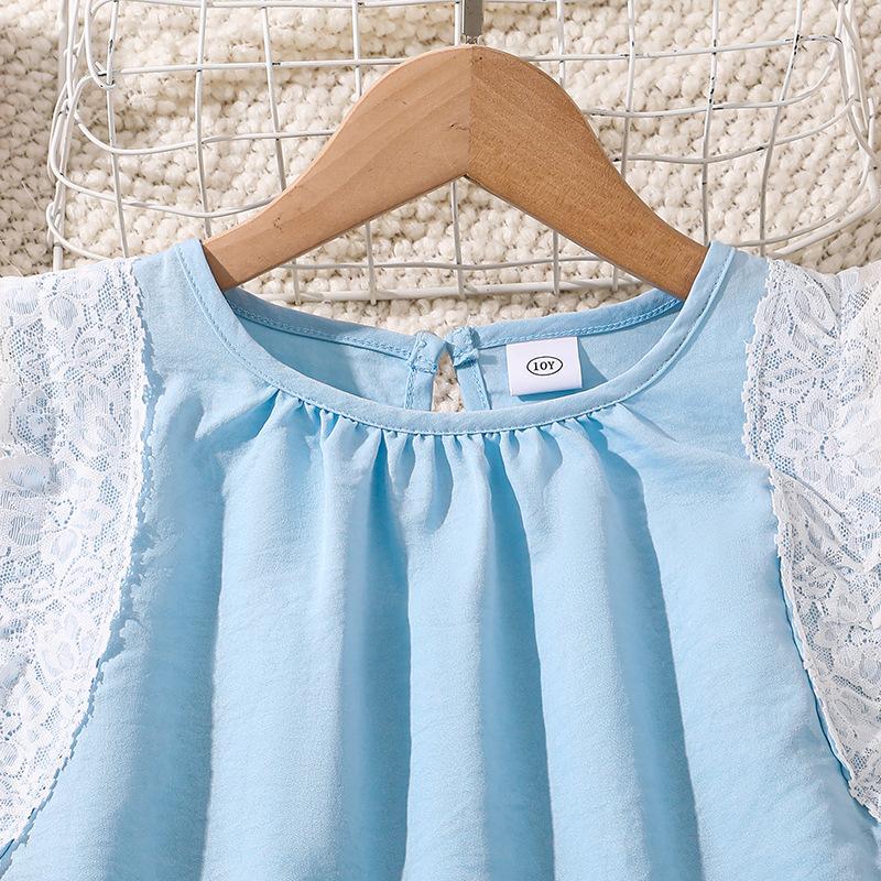 Girls' Dress Children'S Clothing New Summer Fashion Lace Trim Casual Sweet Sleeveless Tank Dress
