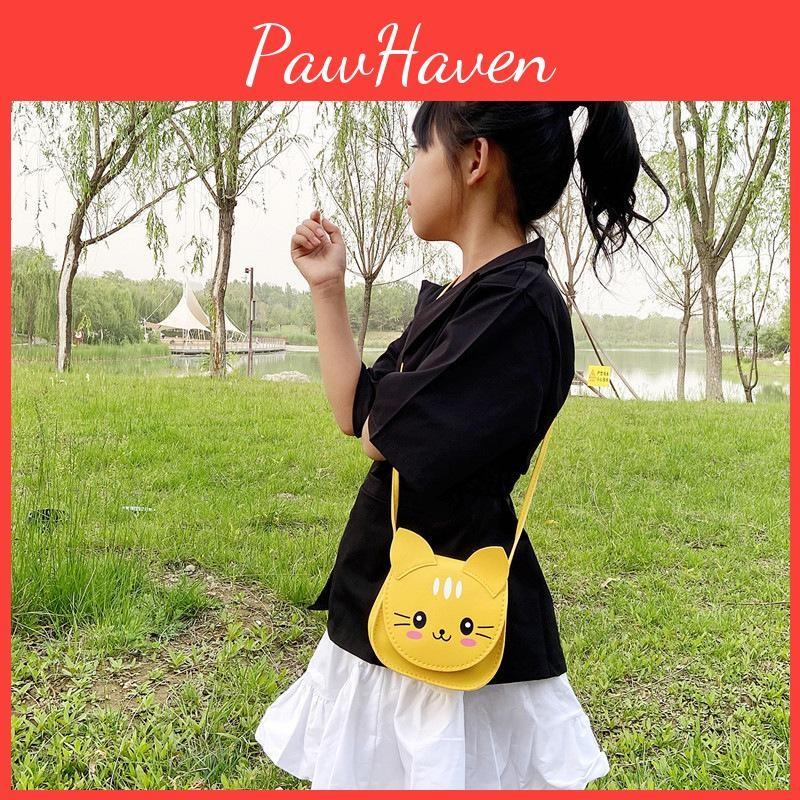 Bag Cat Shoulder Childrens Cartoon Animal Bag Zipper Design Made Of Pu Material