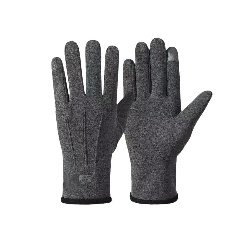 Cycling Gloves, Warm Gloves, Women's Velvet Gloves, Outdoor Cycling Electric Bike Windproof Touch Screen Three-line Small Label Gloves